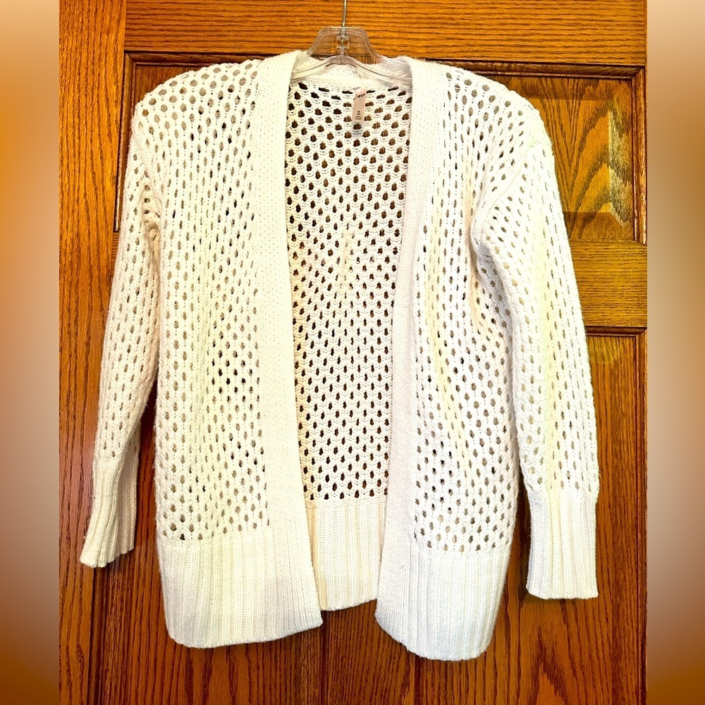 Open-Knit Cream Girl’s Cardigan Sweater